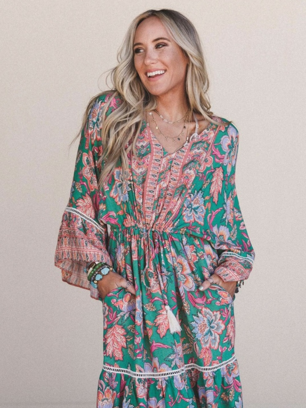 Easel Dreamy Doll Boho Mini Dress Sz M - Picture 2 of 7